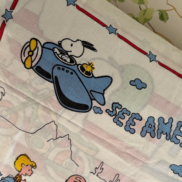 Vintage Peanuts See America First Pillowcase - World Trade Center - Made in USA - Picture 5 of 13